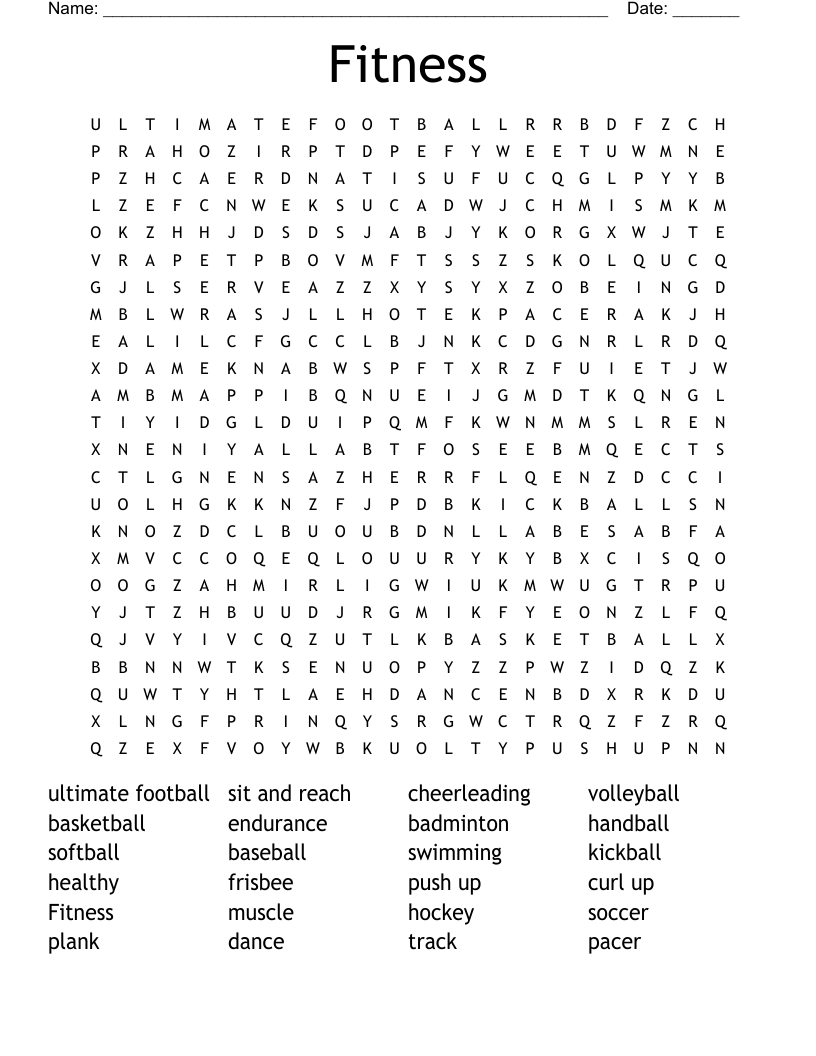Fitness Word Search