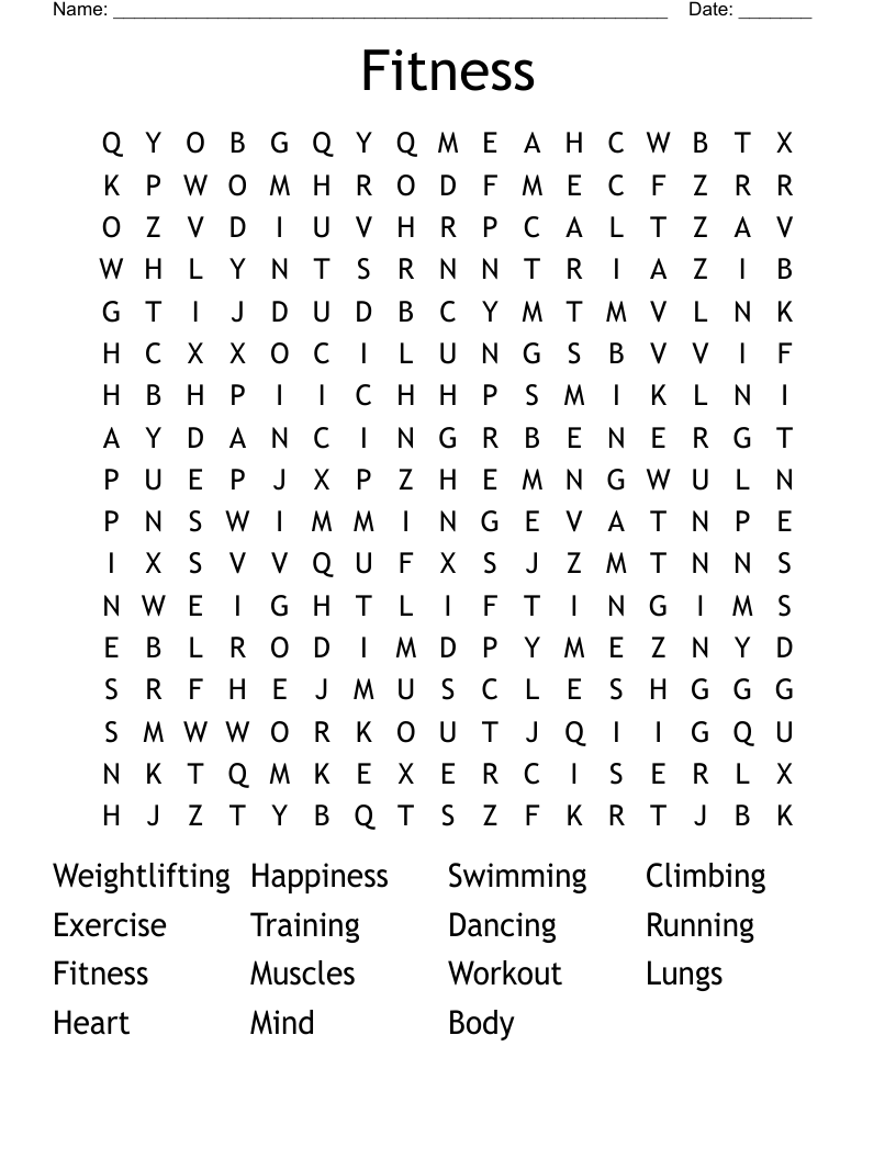 Fitness Word Search