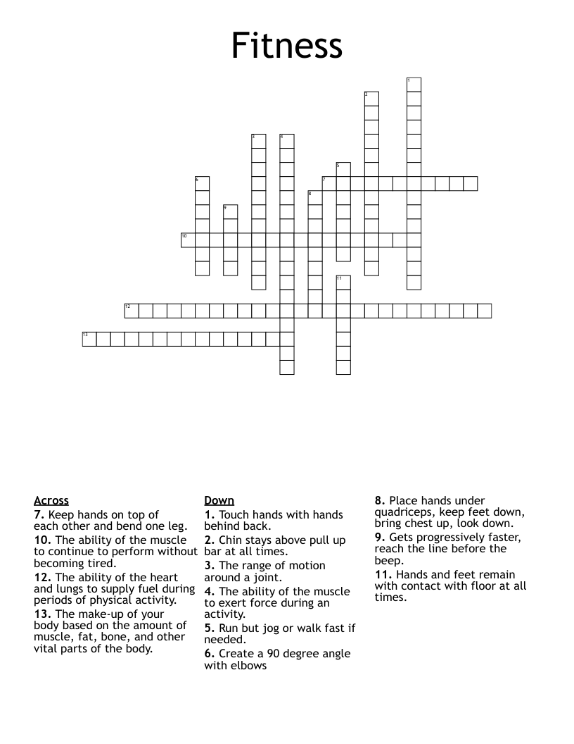 Fitness Crossword