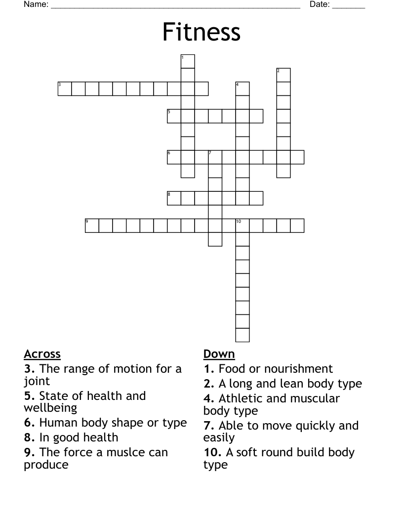 Fitness Crossword