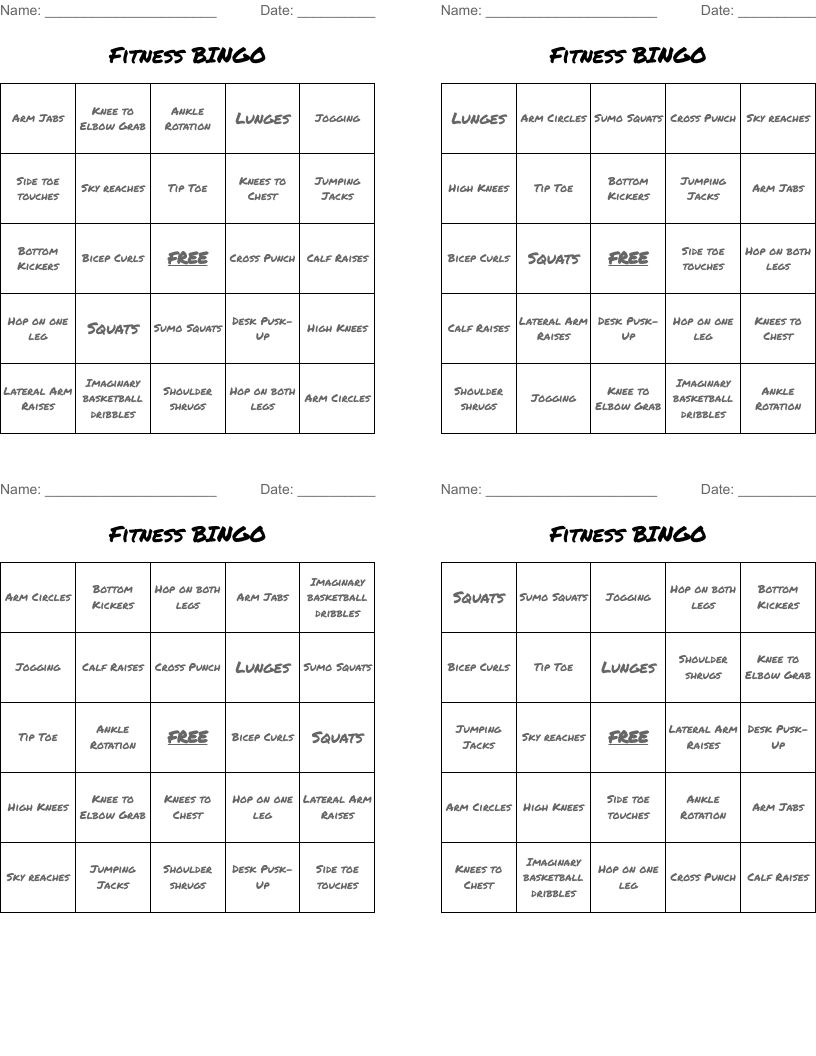 Fitness BINGO