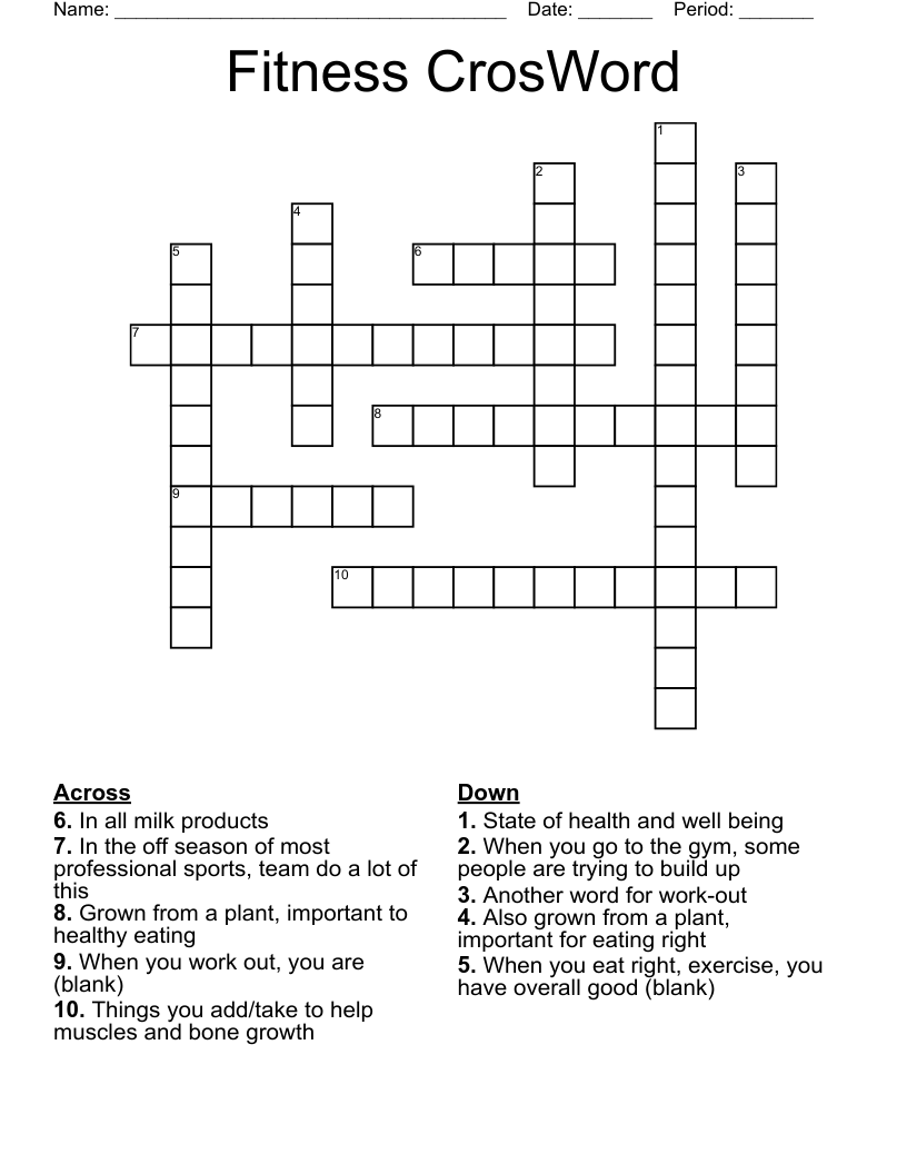 Fitness CrosWord Crossword