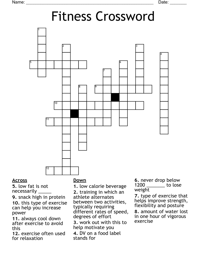 Fitness Crossword