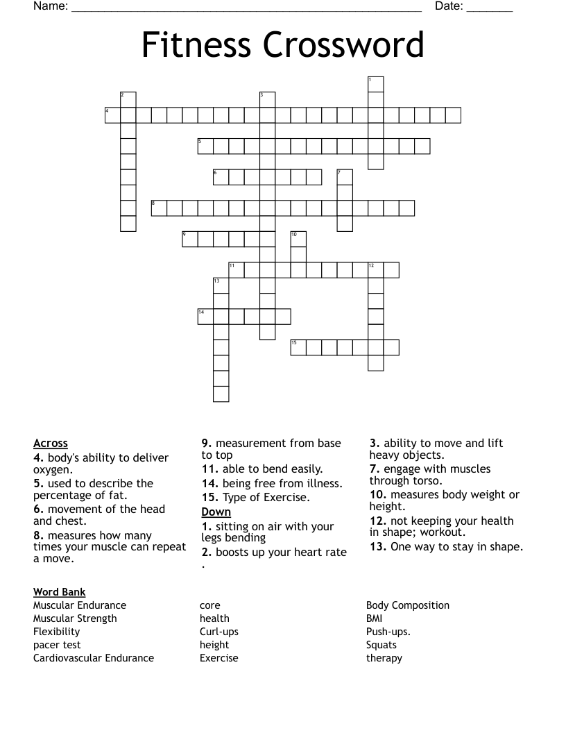 Fitness Crossword