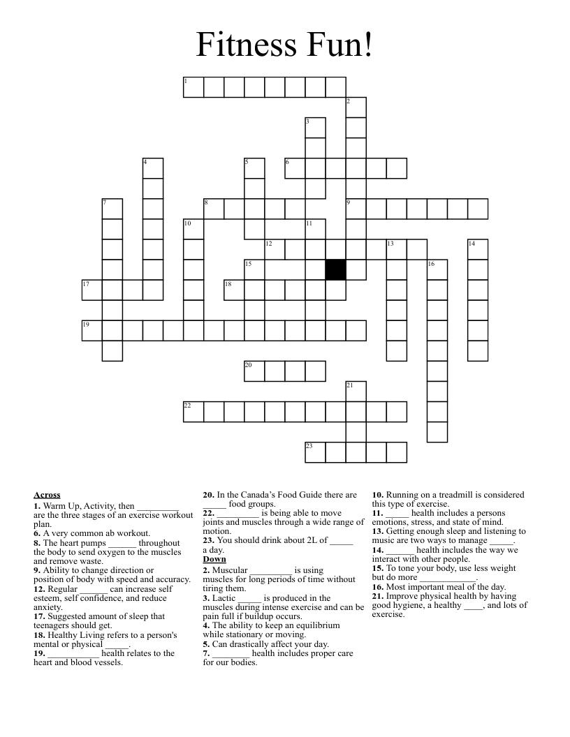 Fitness Fun! Crossword