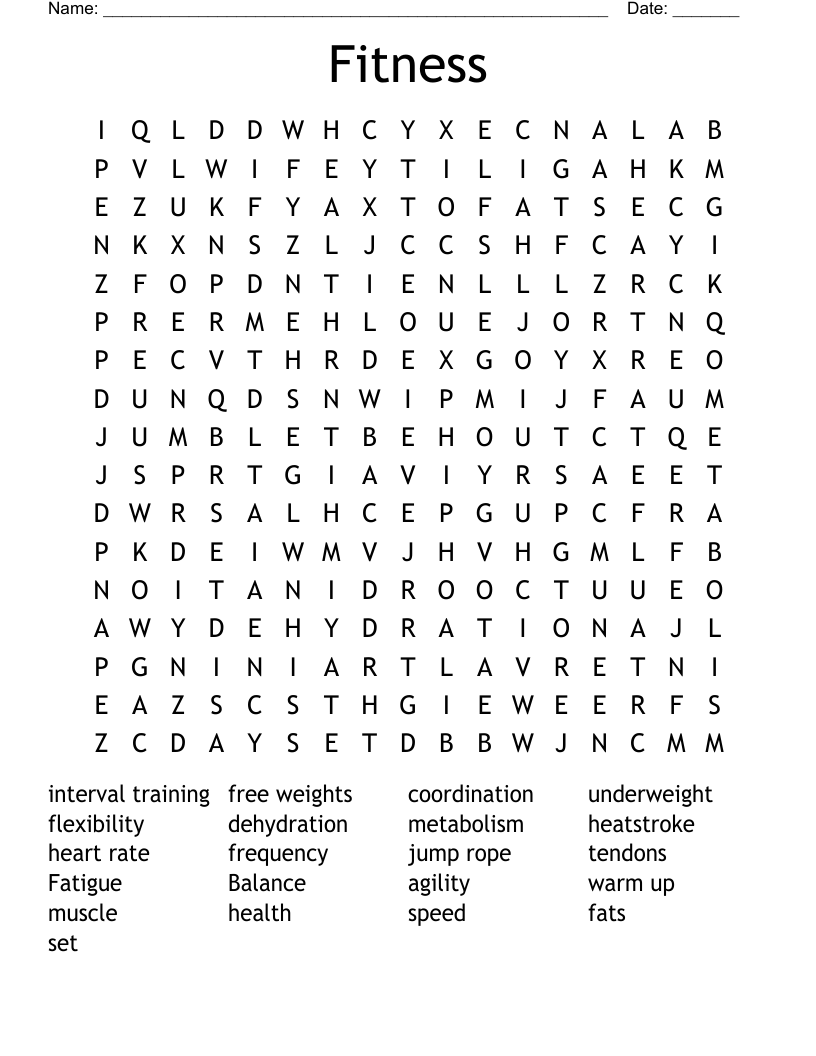 Fitness  Word Search
