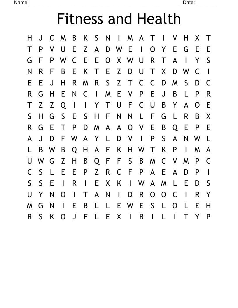Fitness and Health Word Search