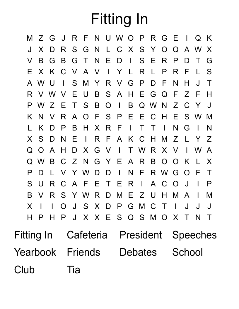 Fitting In Word Search