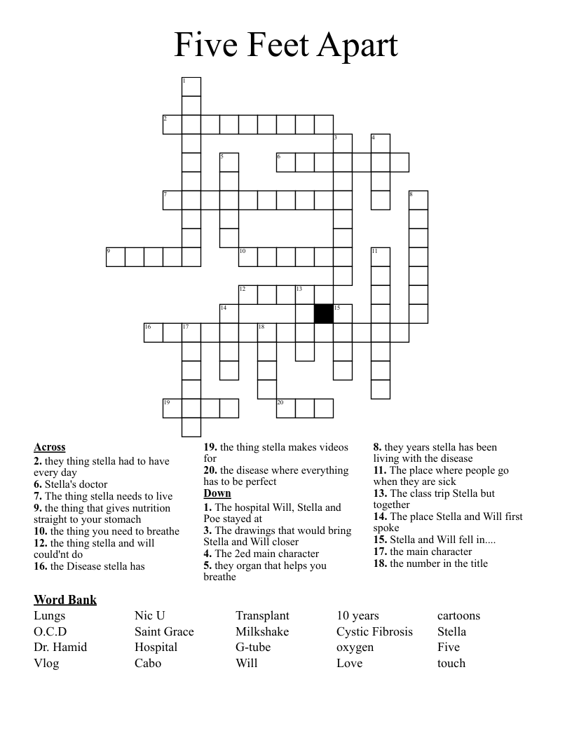 Five Feet Apart Crossword