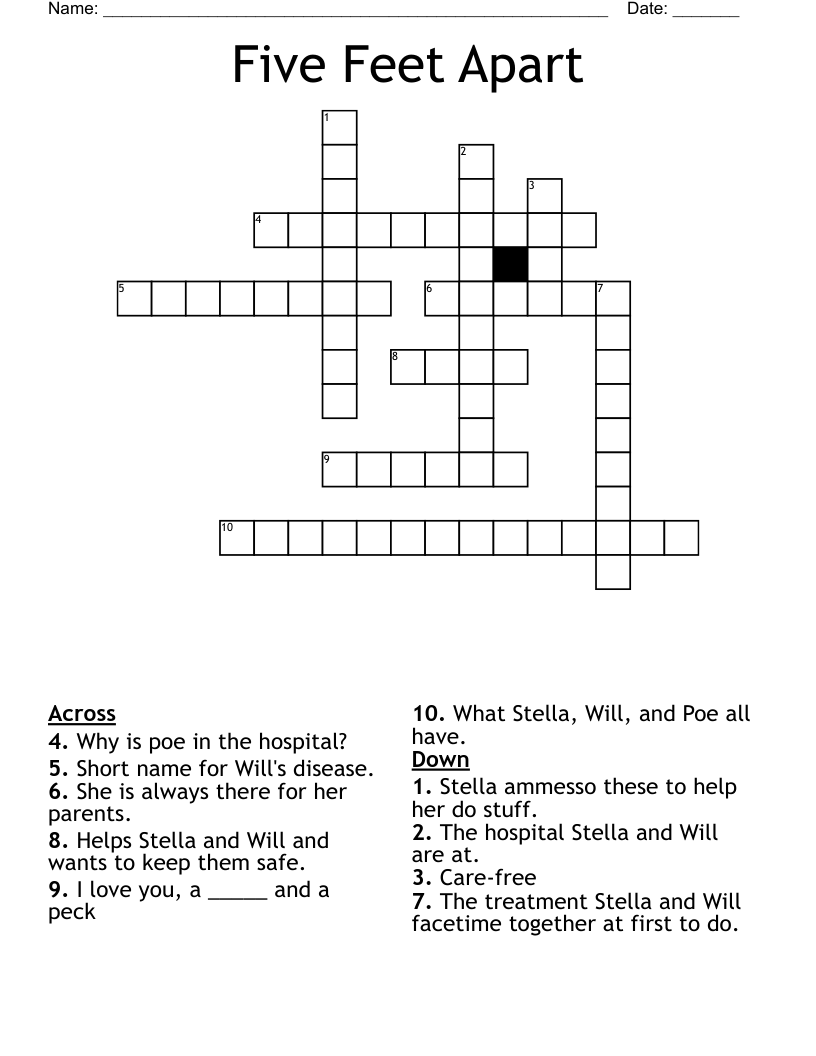 Five Feet Apart Crossword