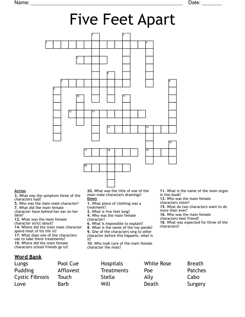 Five Feet Apart Crossword