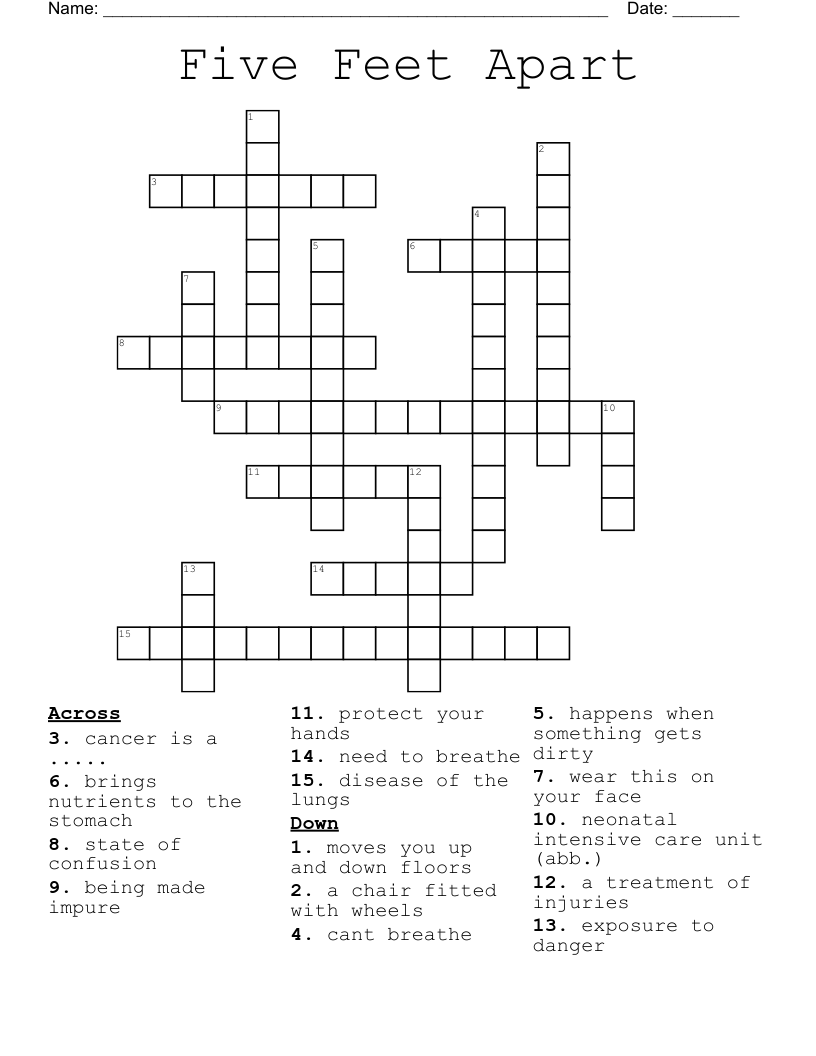 Five Feet Apart Crossword