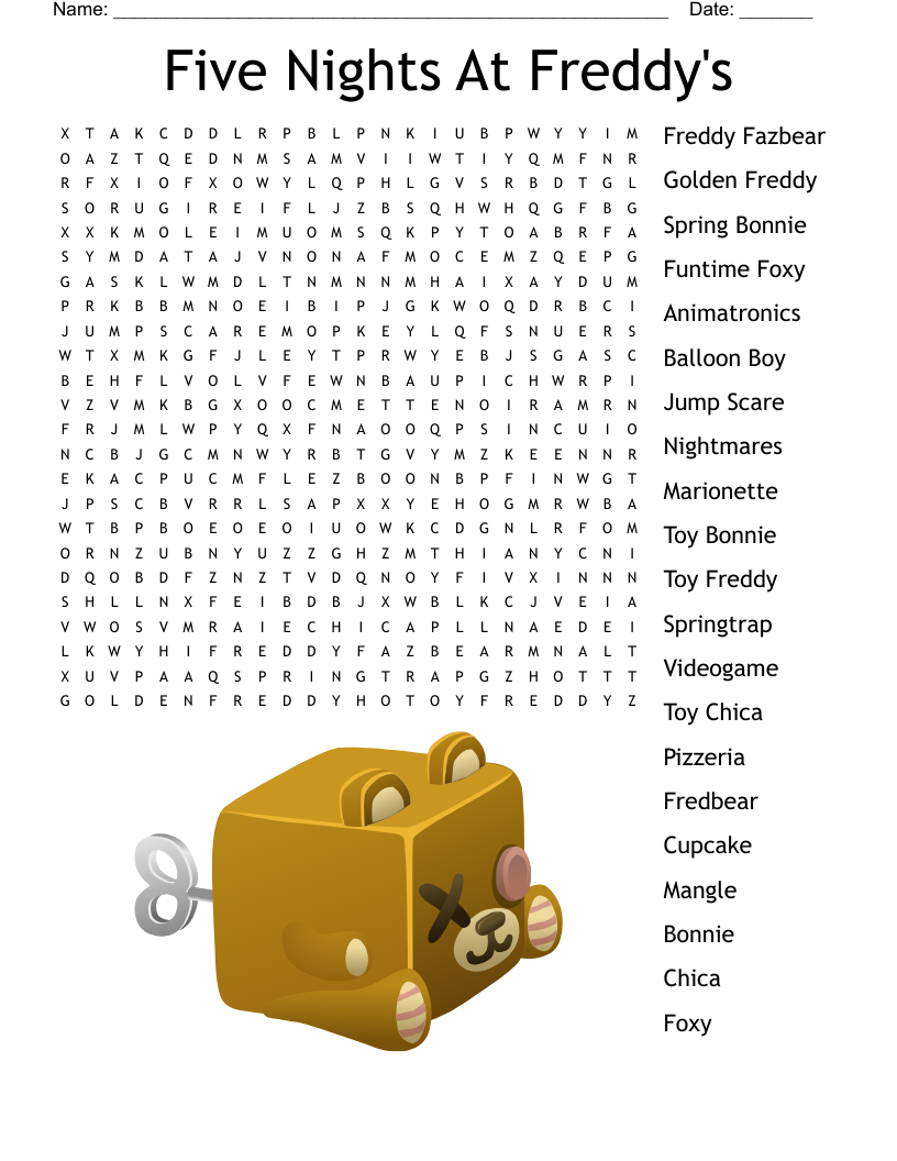 Five Nights At Freddy's Word Search