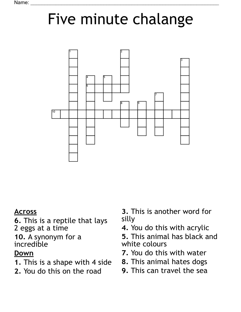 Five minute chalange Crossword