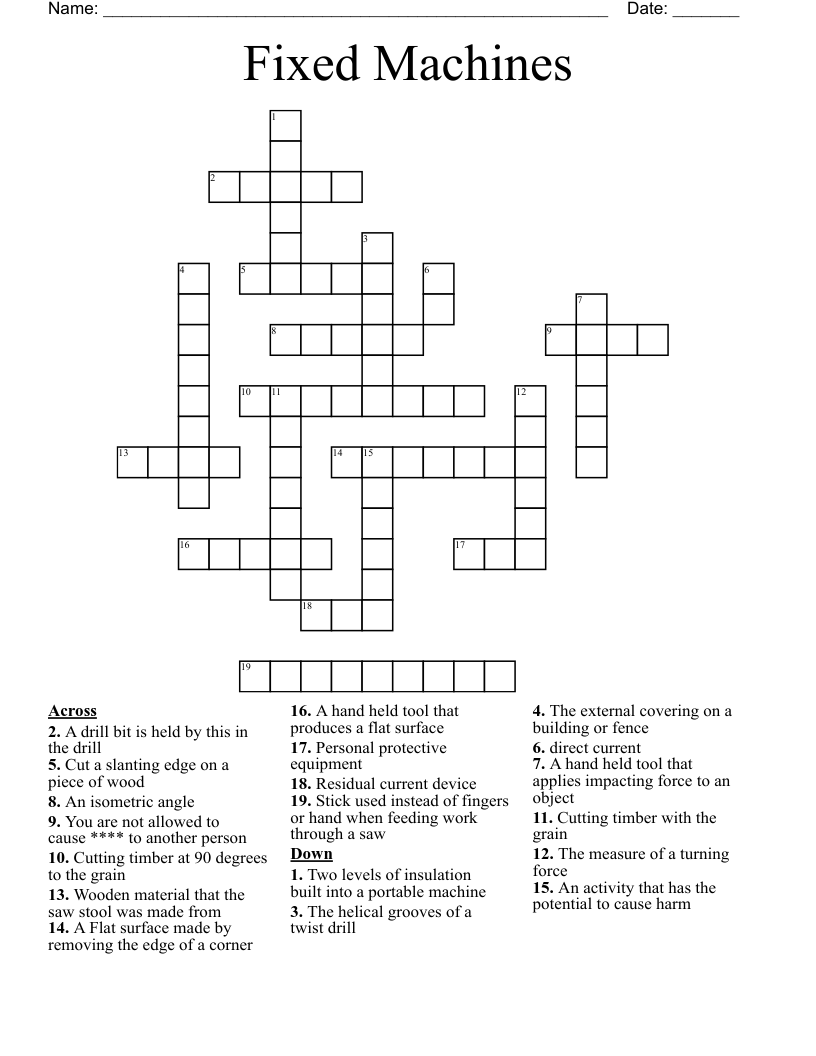 Fixed Machines Crossword