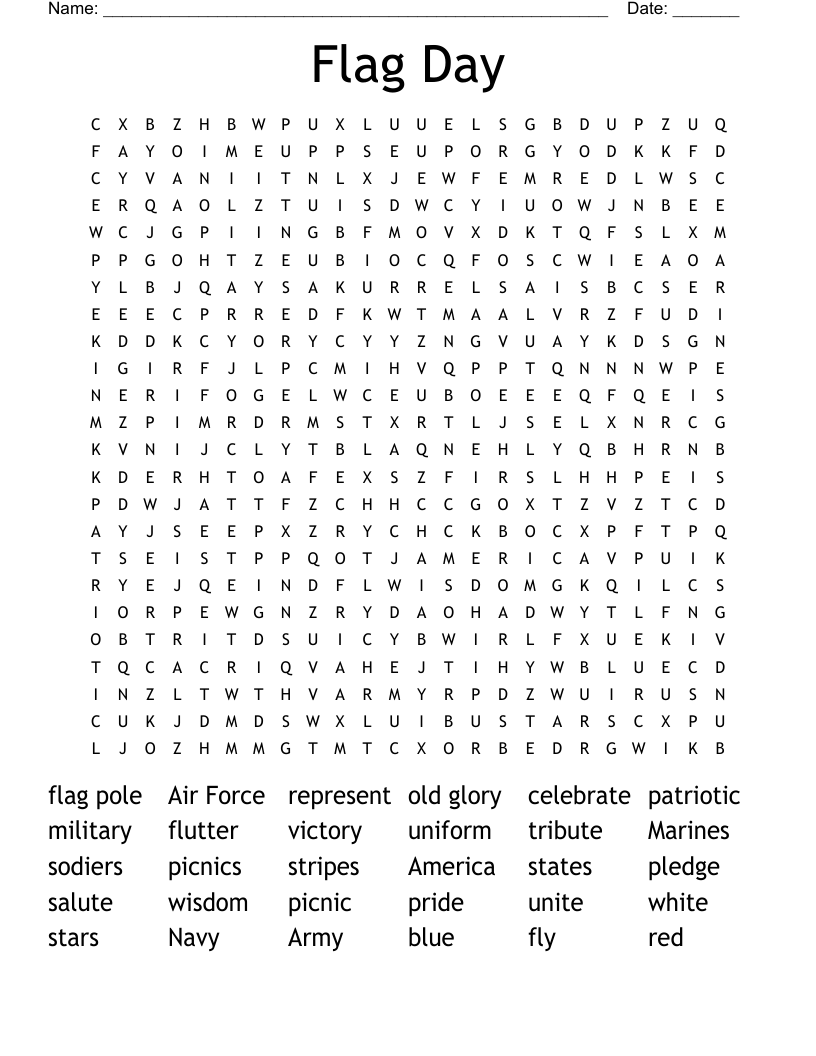 Flag Day Word Search