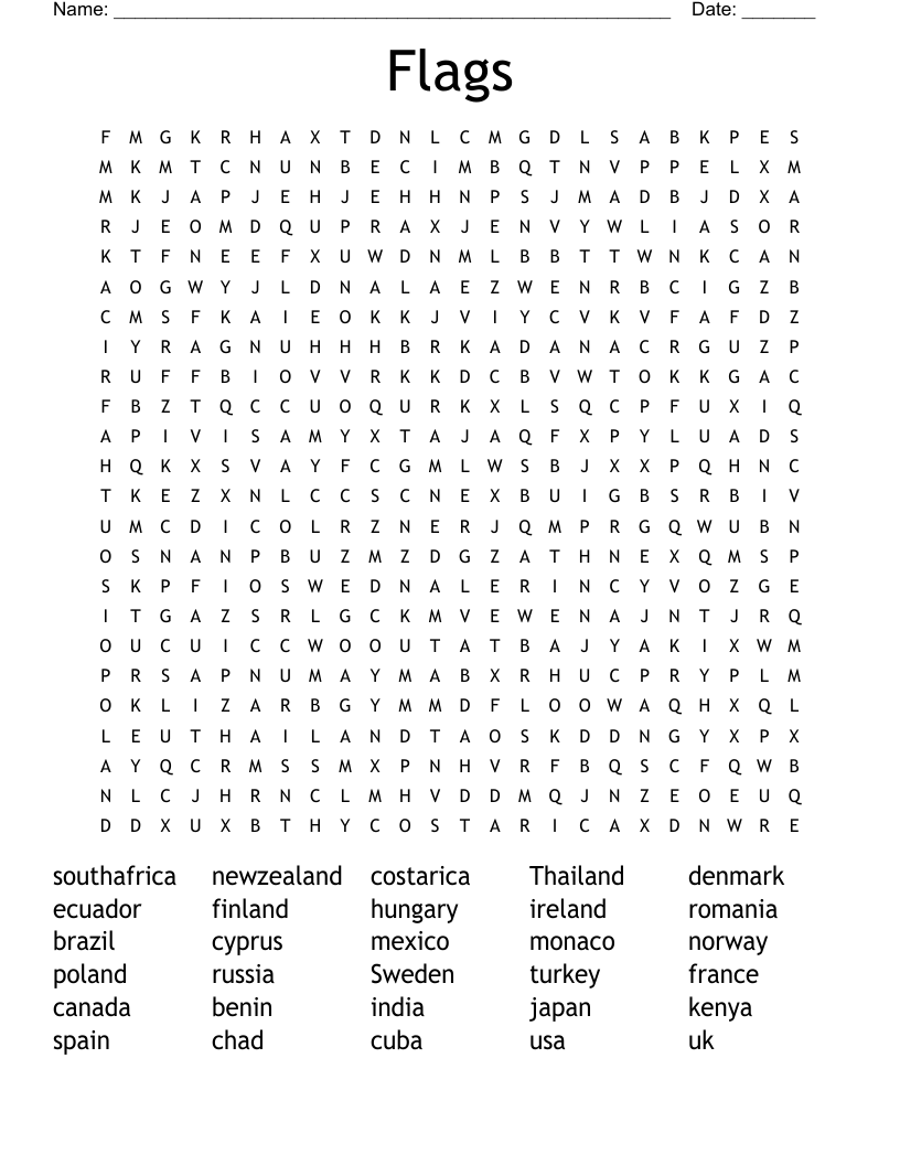 Flags Word Search