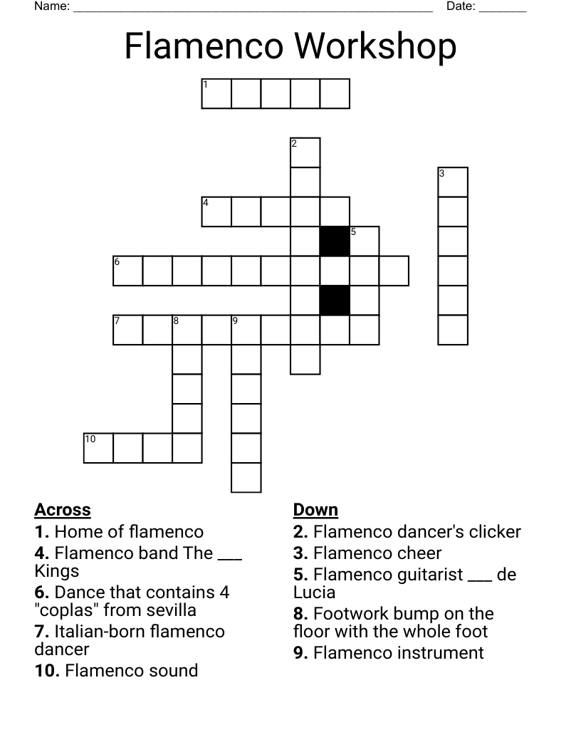 Flamenco Workshop Crossword