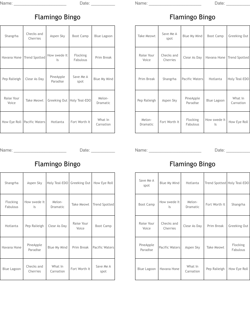 Flamingo Bingo