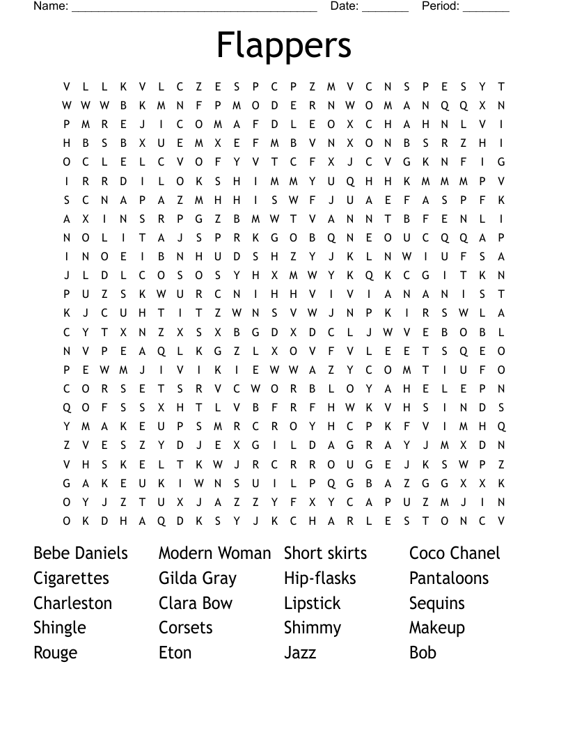 Flappers Word Search