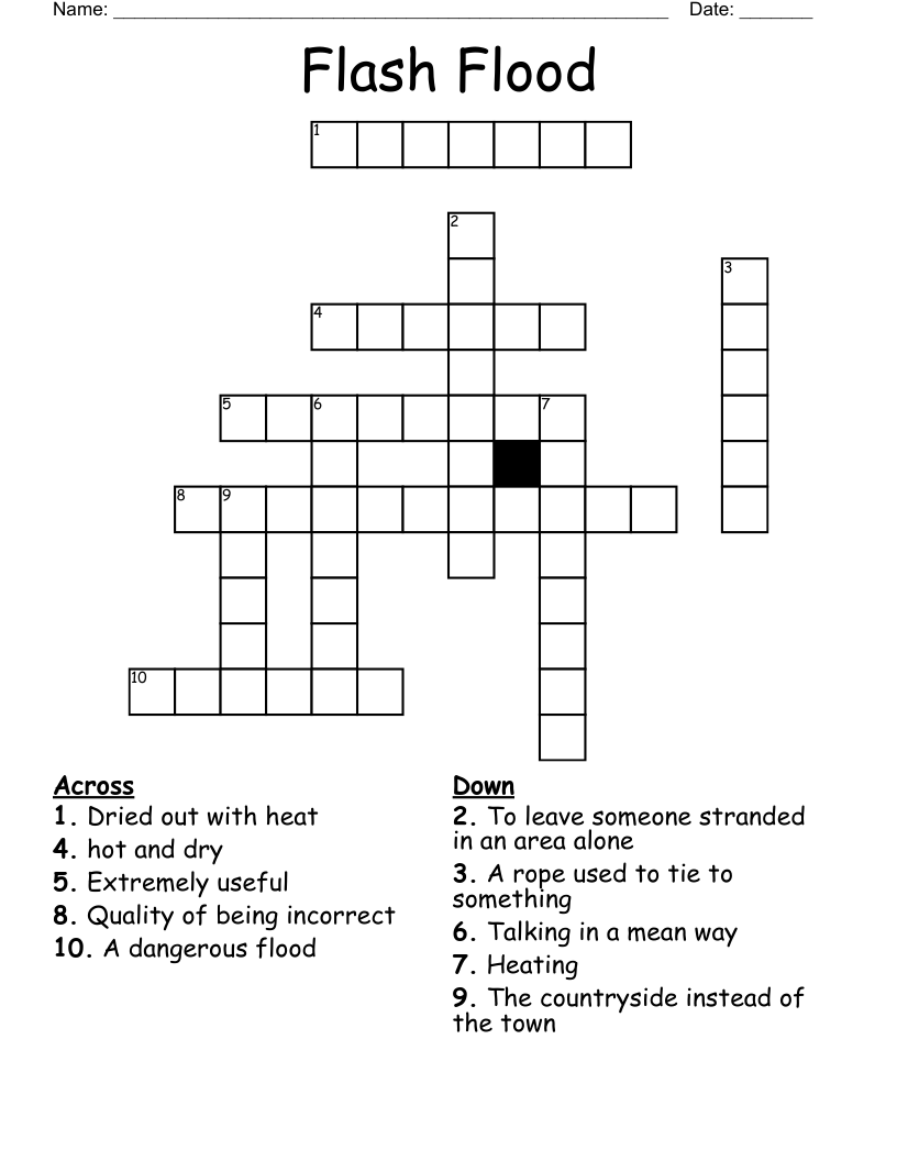 Flash Flood Crossword