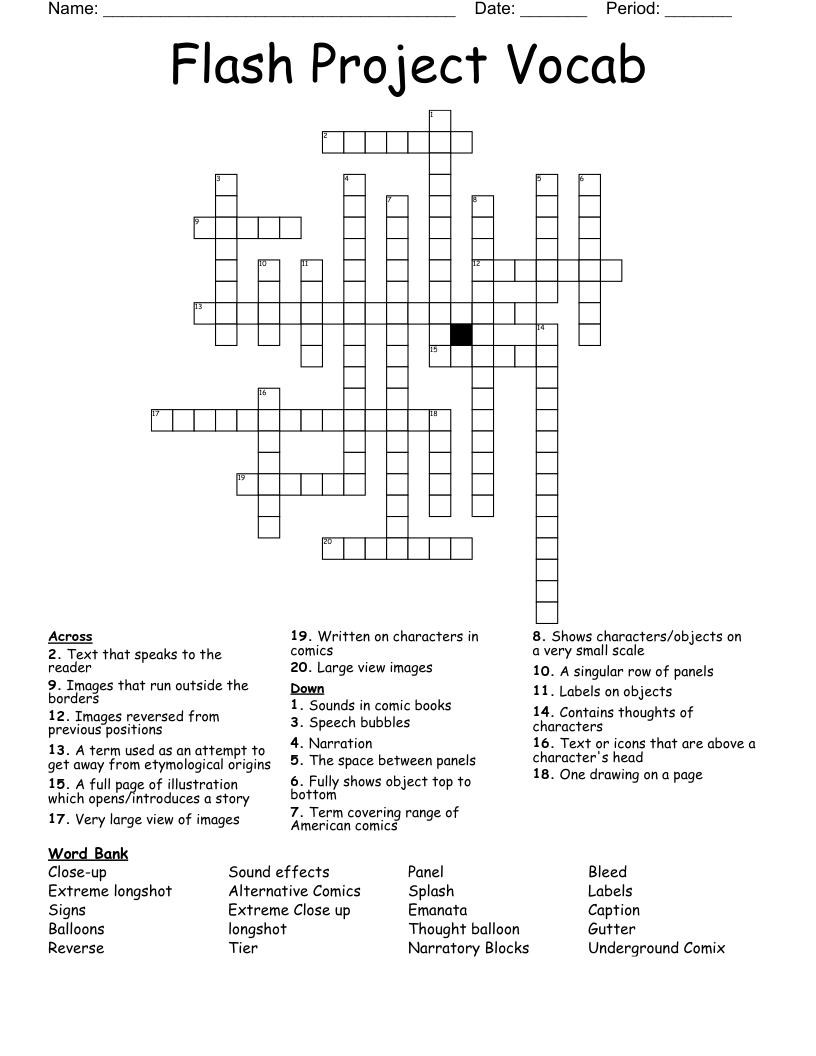 Flash Project Vocab Crossword