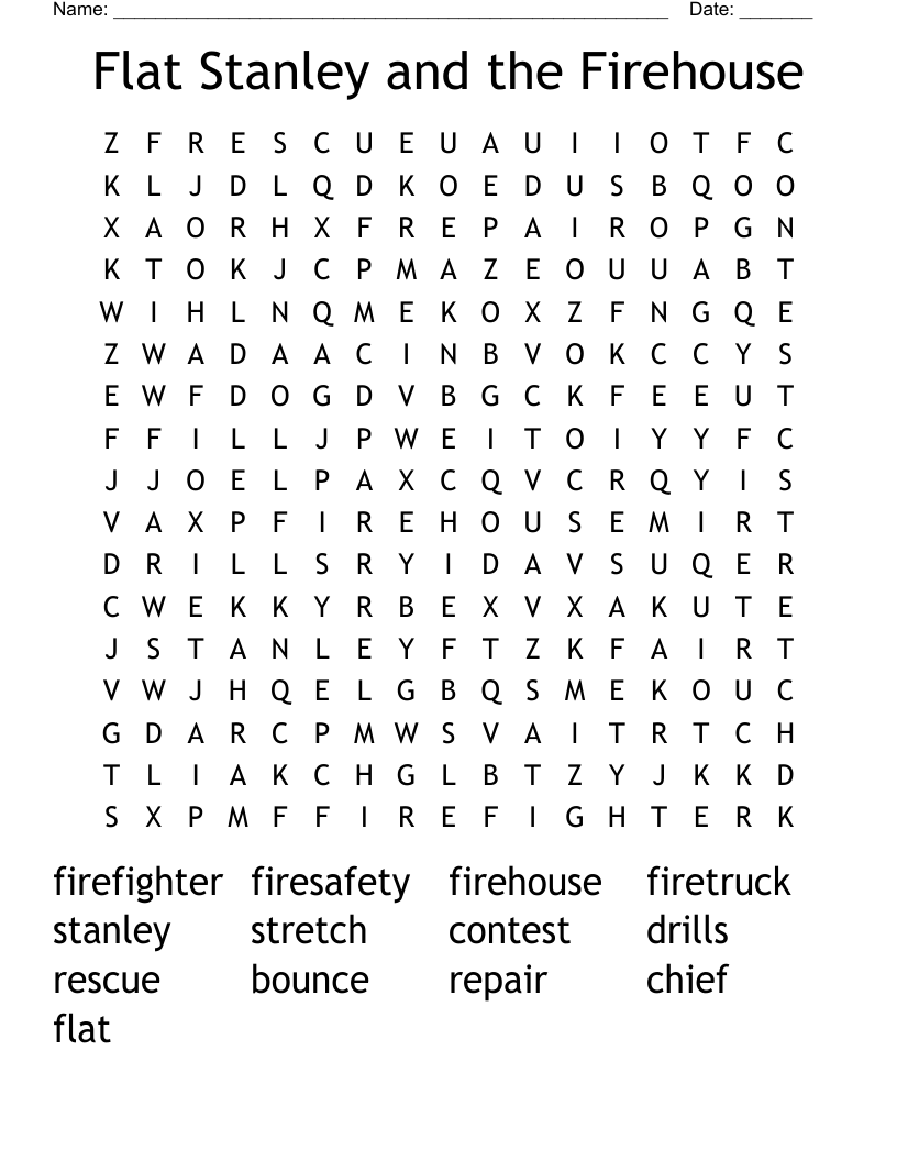 Flat Stanley and the Firehouse Word Search