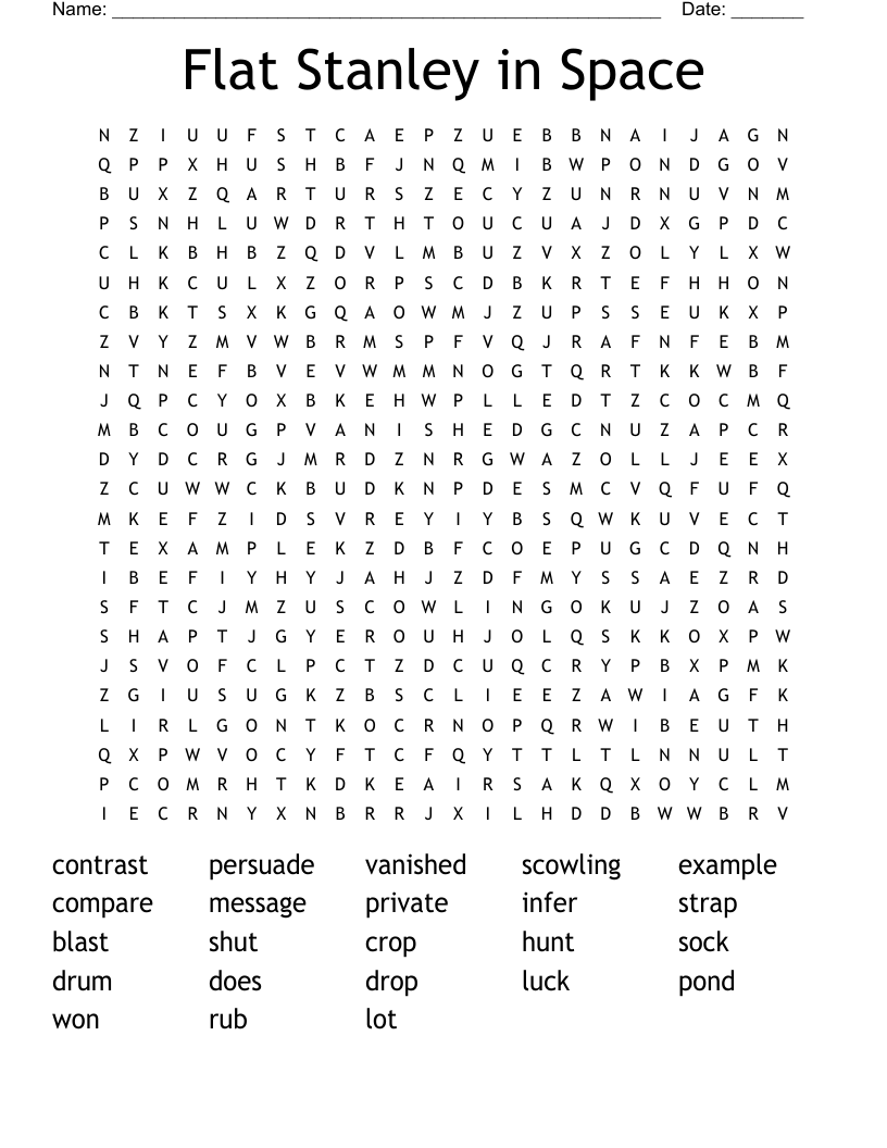 Flat Stanley in Space Word Search