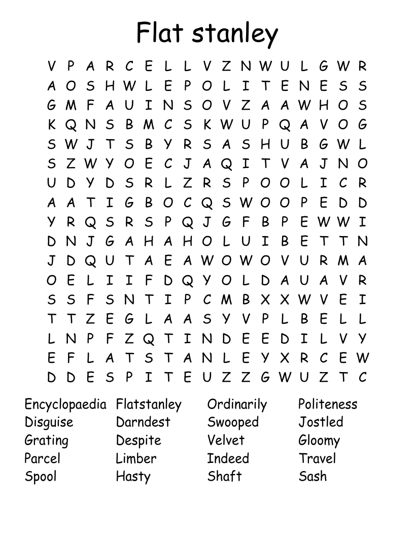 Flat stanley Word Search