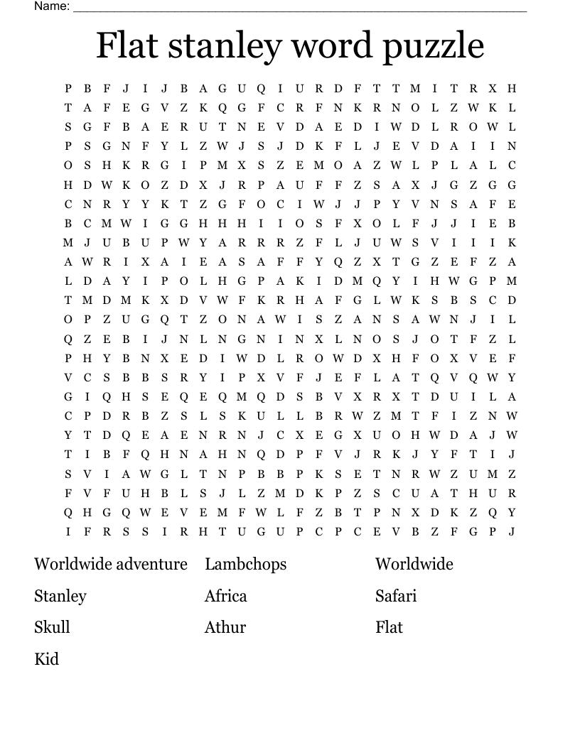 Flat stanley word puzzle Word Search