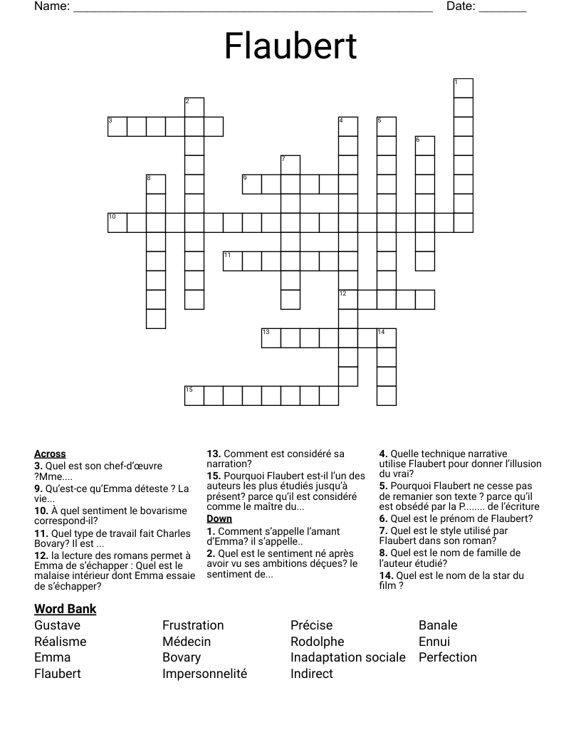 Flaubert Crossword