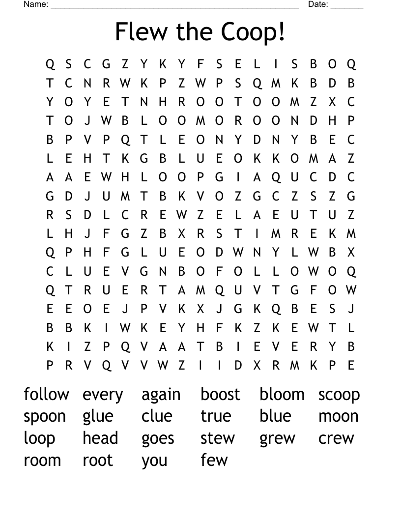 Flew the Coop! Word Search