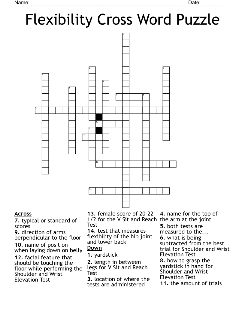 Flexibility Cross Word Puzzle