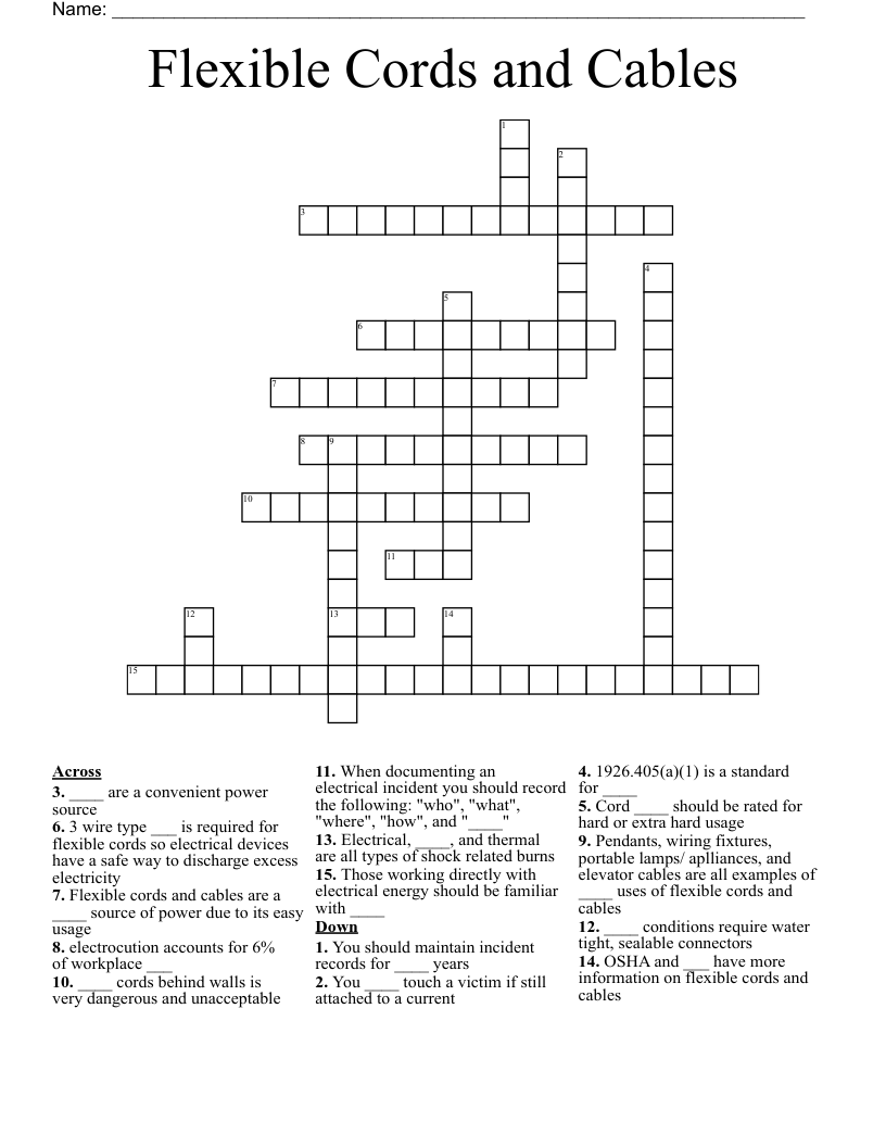 Flexible Cords and Cables Crossword