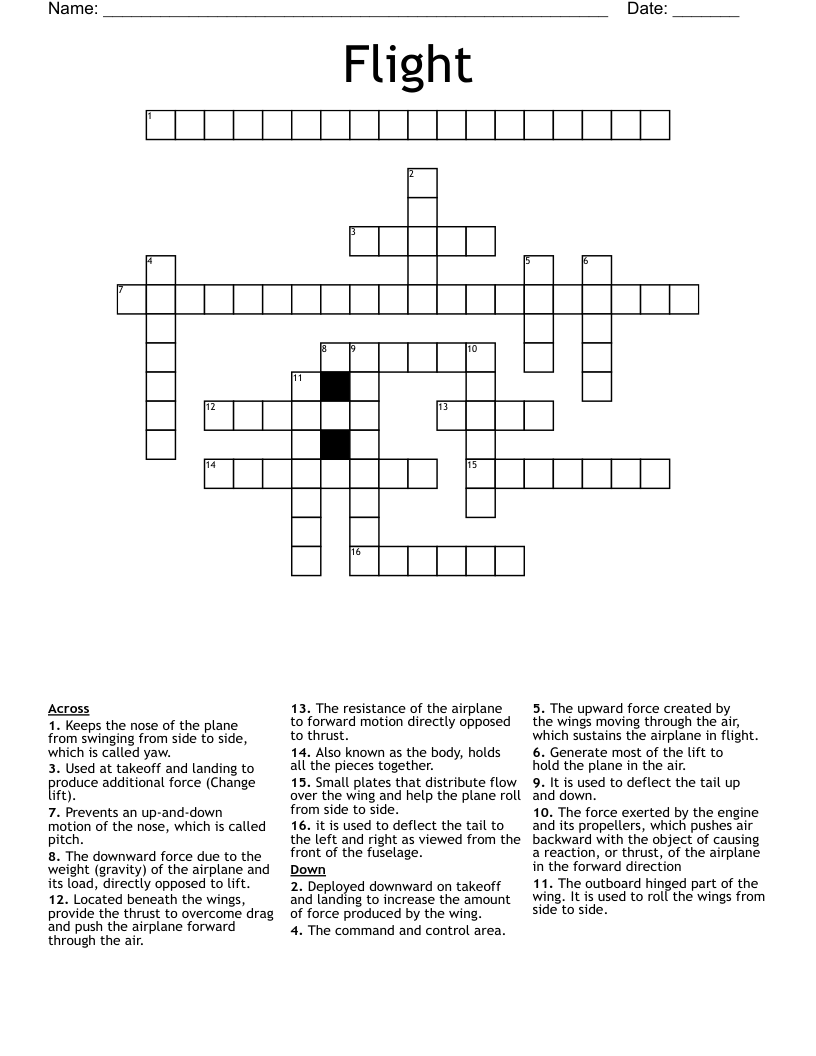 Flight Crossword