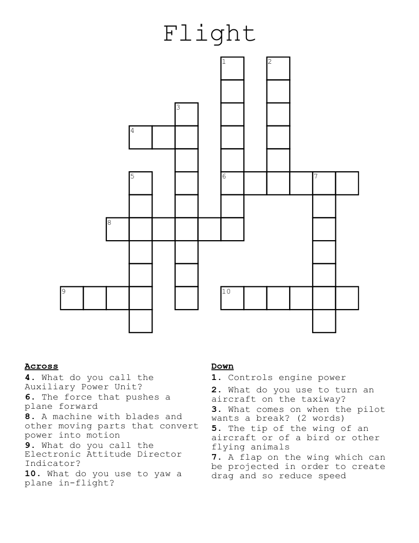 Flight Crossword