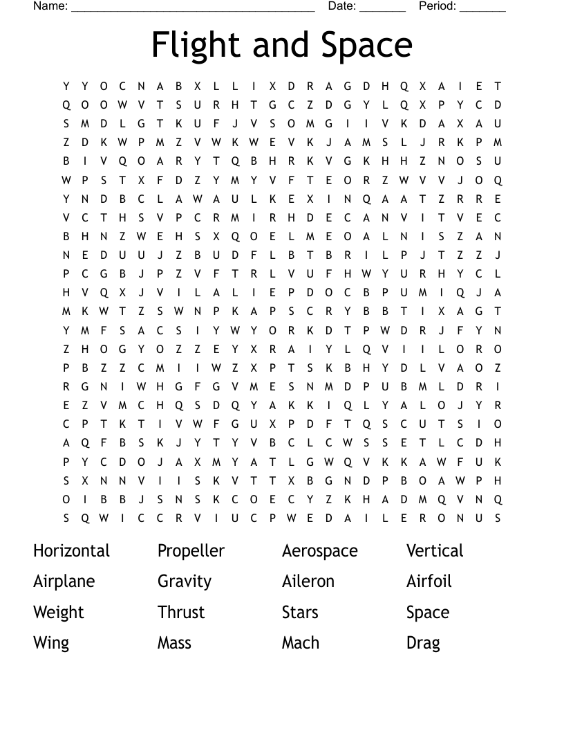 Flight and Space Word Search