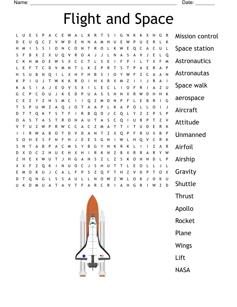 Flight and Space Word Search