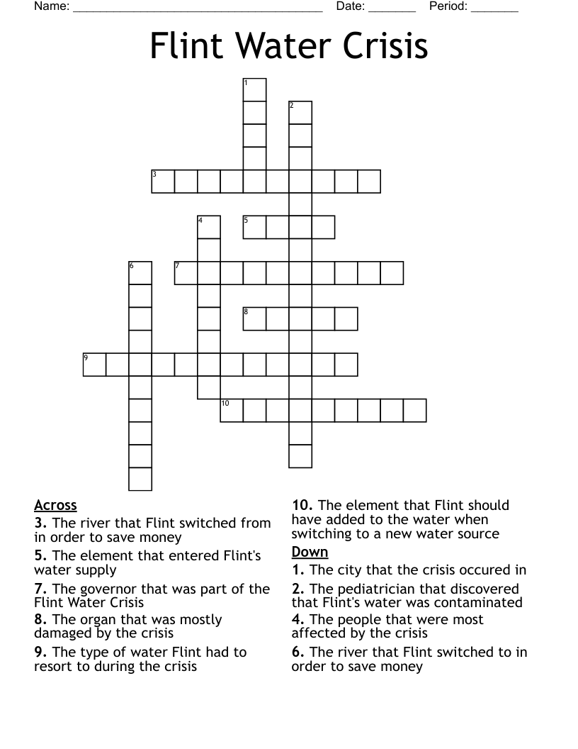 Flint Water Crisis Crossword