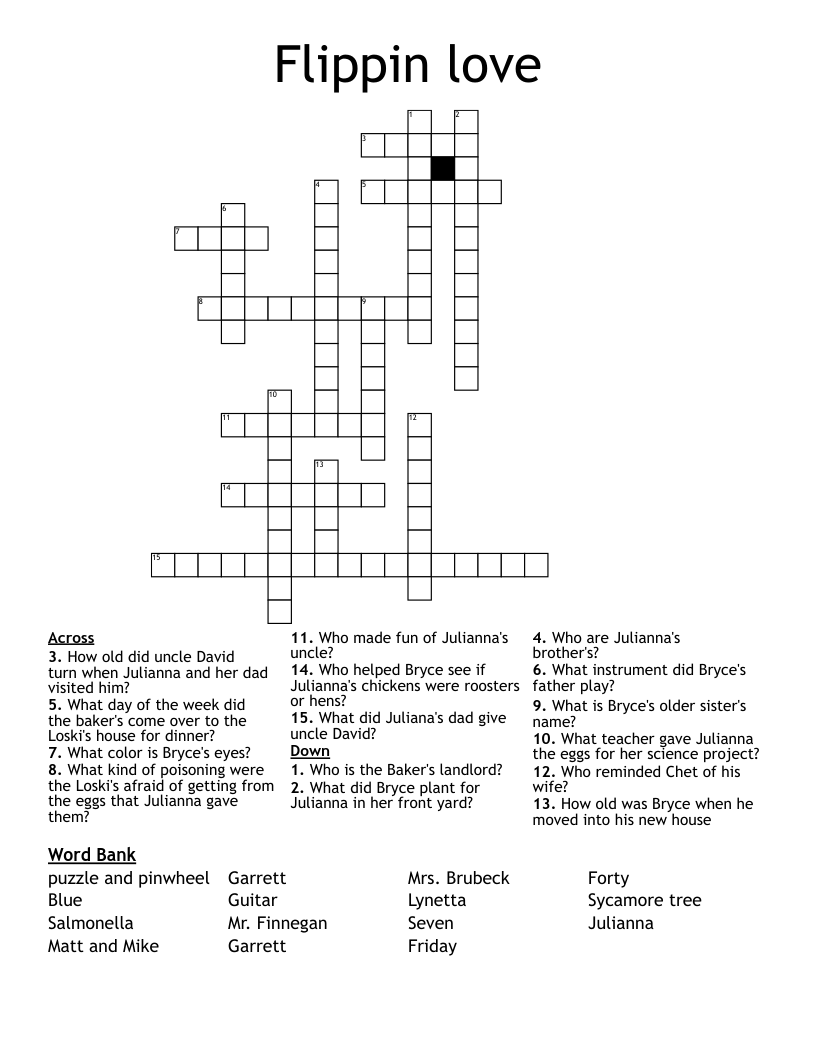 Flippin love Crossword