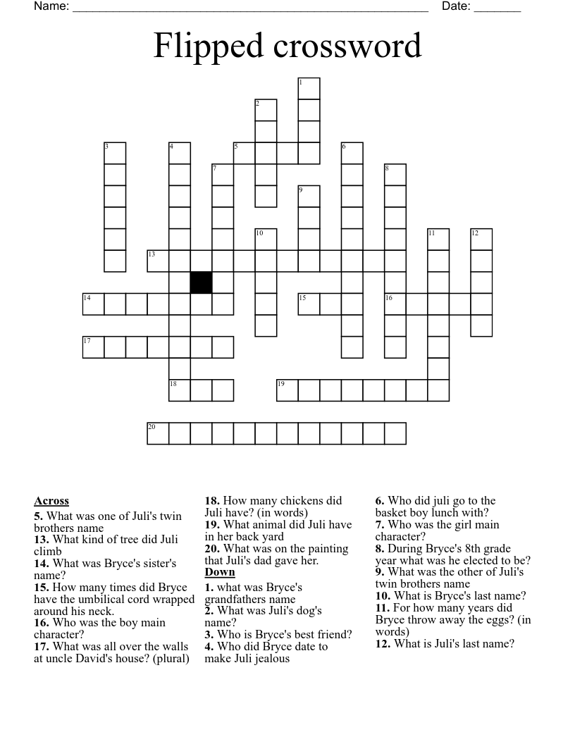 Flipped crossword
