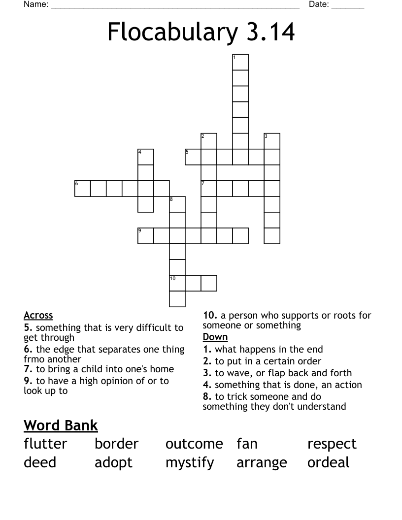 Flocabulary 3.14 Crossword