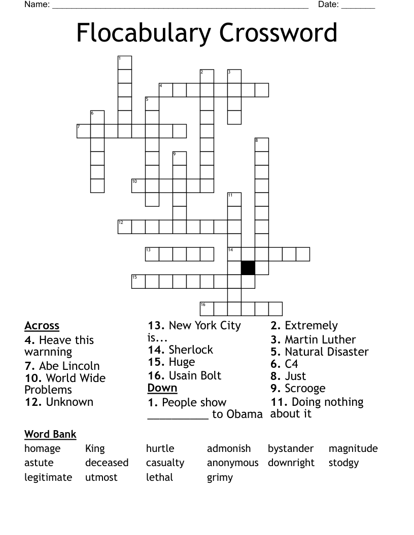 Flocabulary Crossword