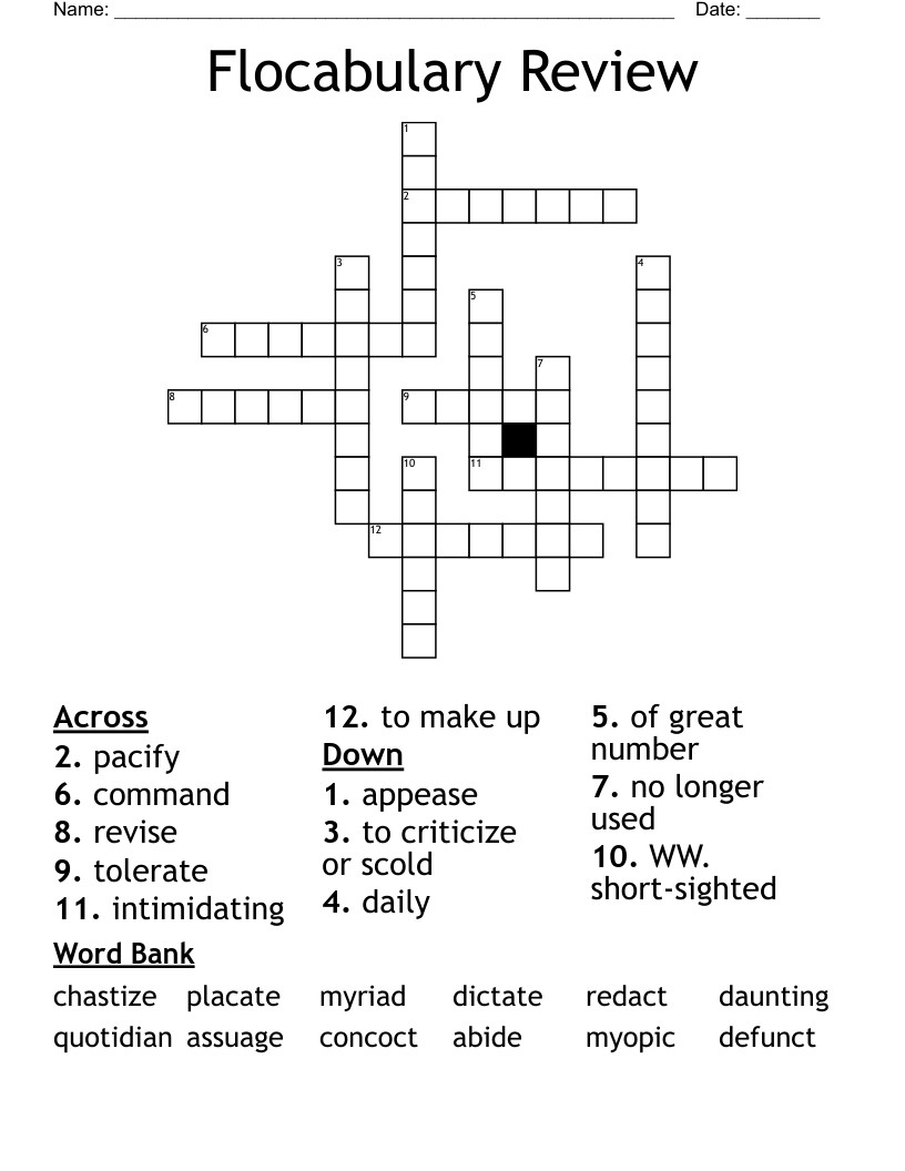 Flocabulary Review Crossword