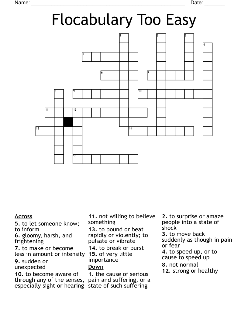 Flocabulary Too Easy Crossword