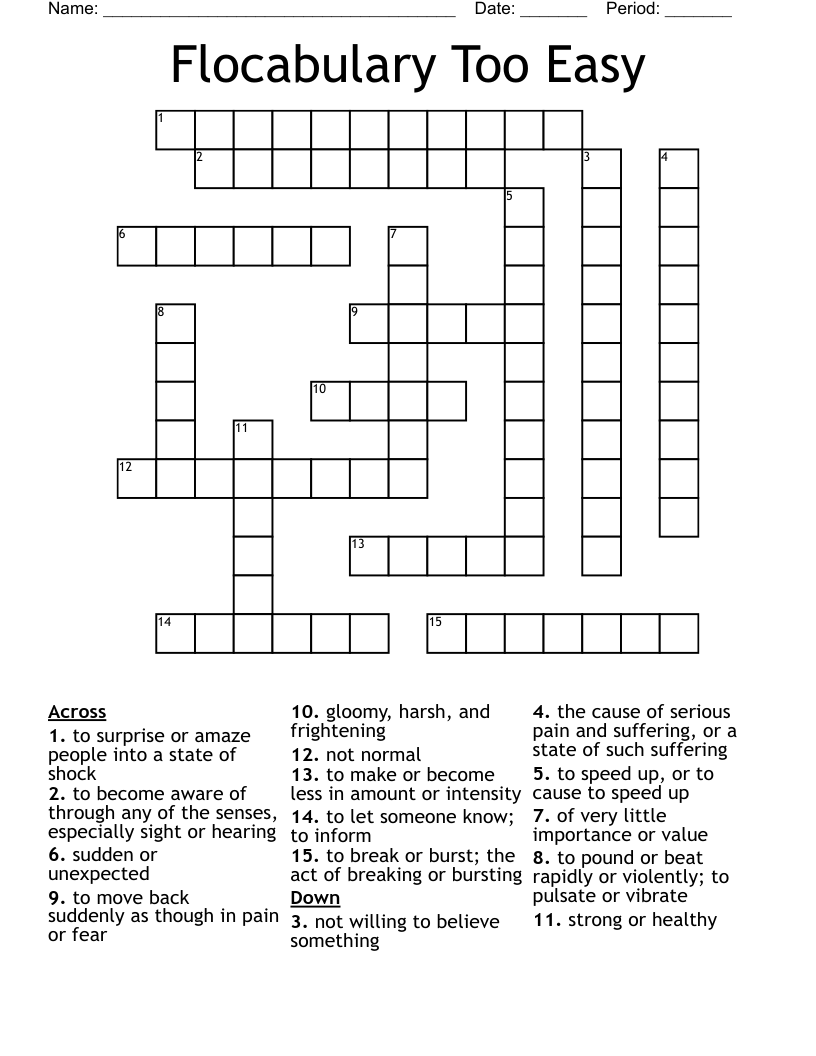 Flocabulary Too Easy Crossword