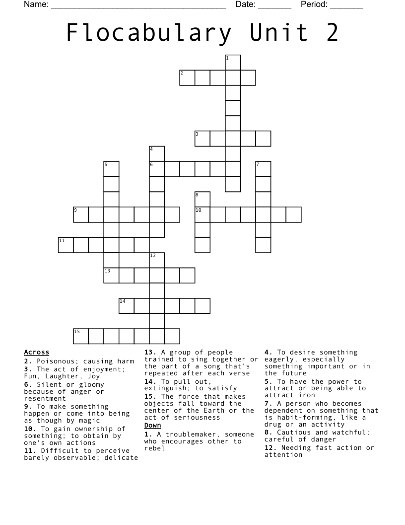 Flocabulary Unit 2 Crossword