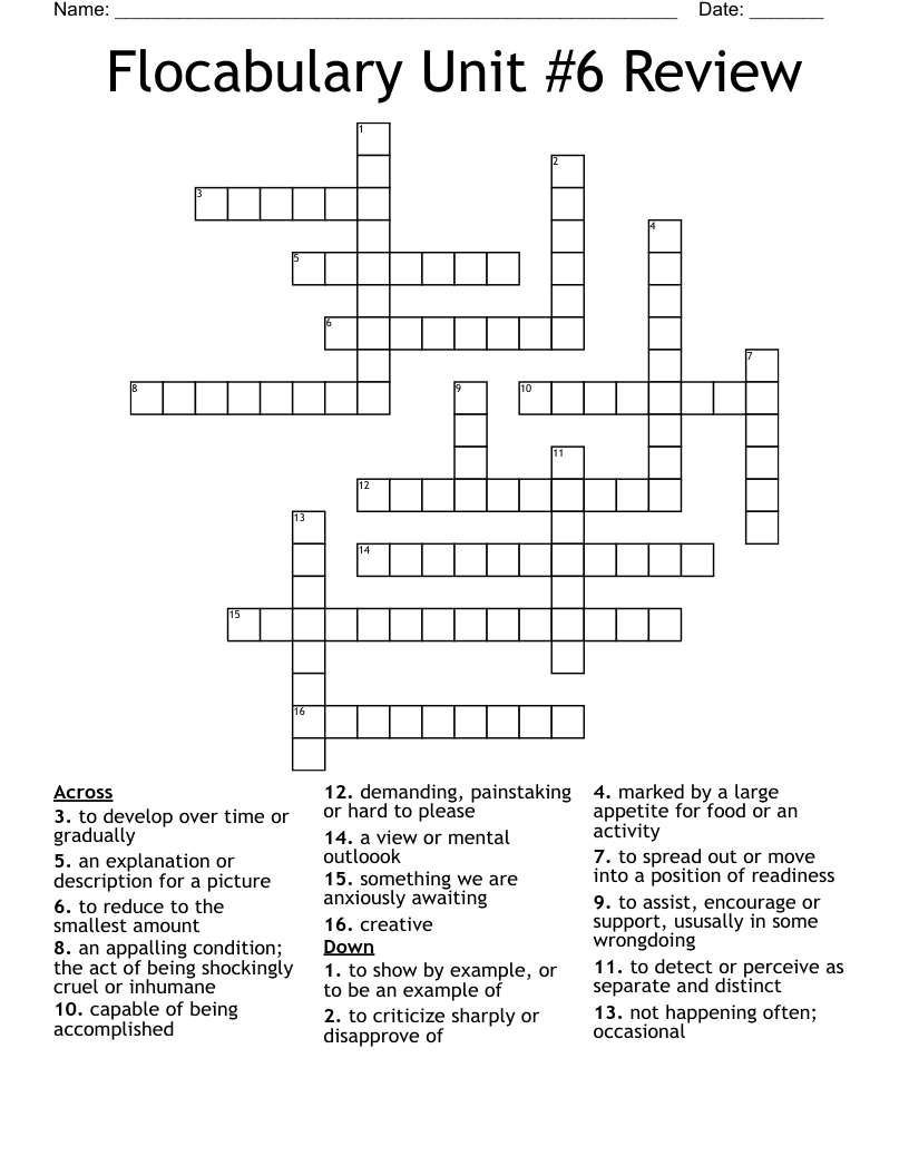 Flocabulary Unit #6 Review Crossword