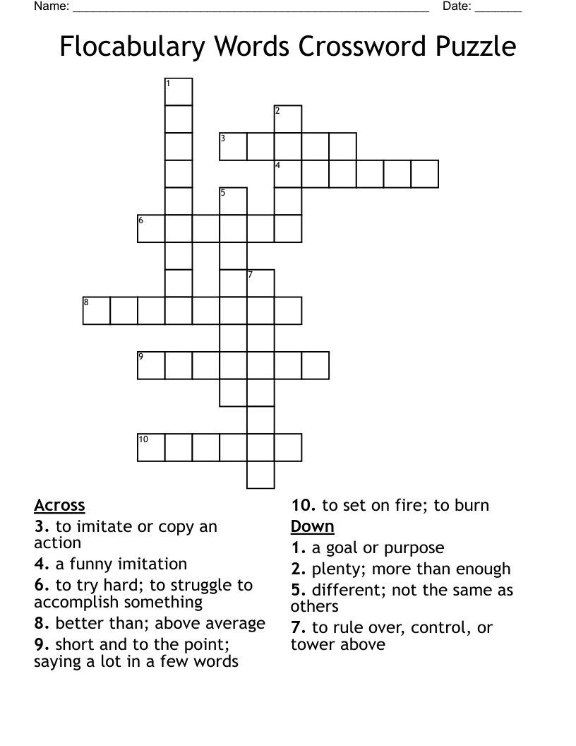 Flocabulary Words Crossword Puzzle