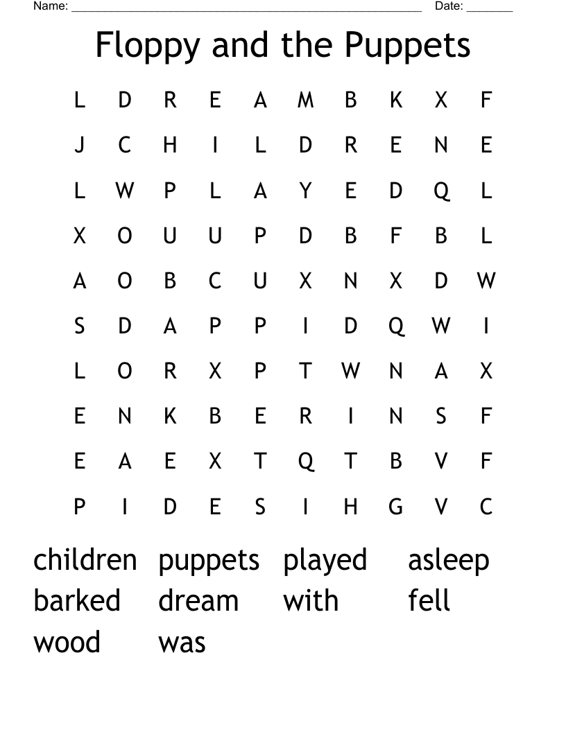 Floppy and the Puppets Word Search